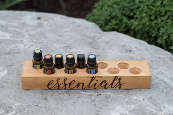 esential oil storage ideas wood holder